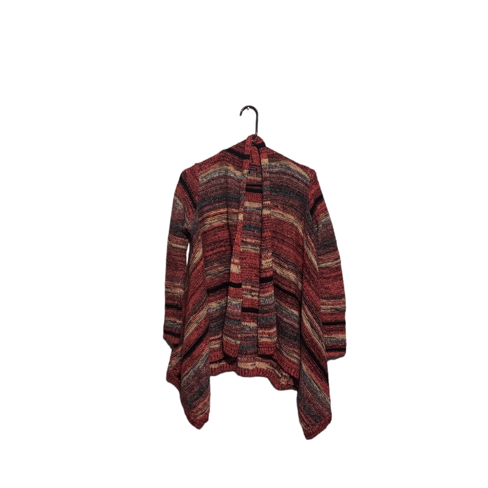 American Eagle Cardigan Sweater Small Red Boho Stripe Knit Preppy Cabincore